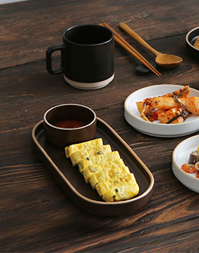 옳음 예쁜 도자기 10인치 타원접시 4color 초밥 생선 그릇